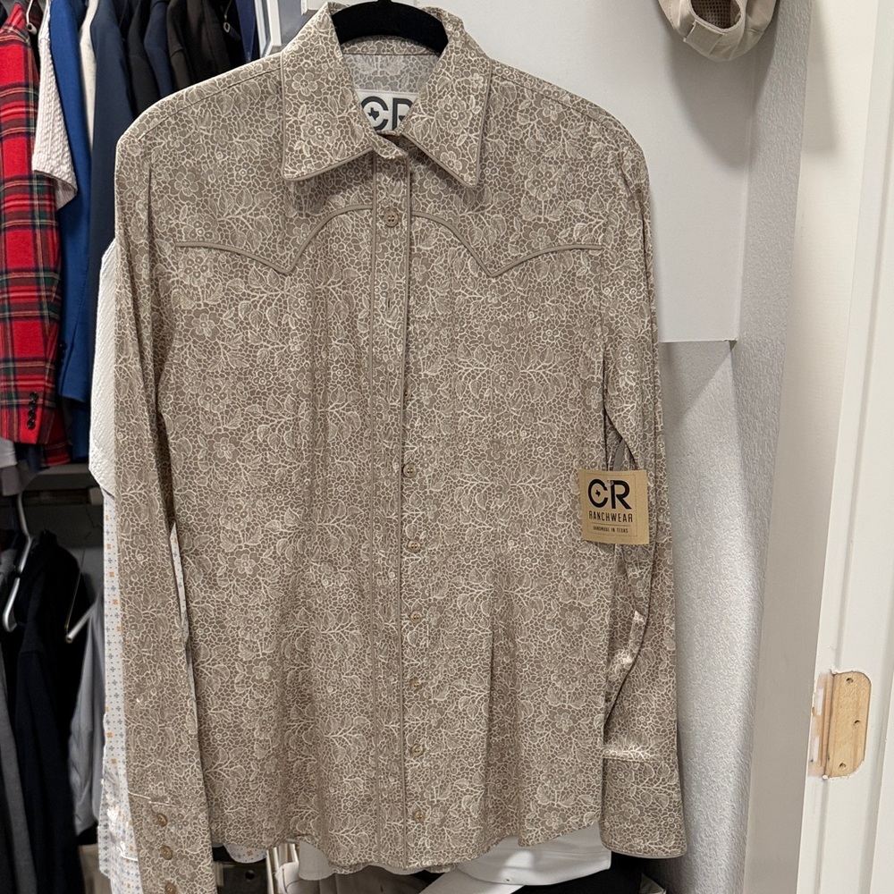 CR ranchwear beige paisley shirt New XS